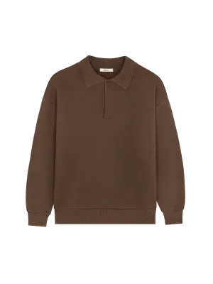 Mens DNA Heavyweight Polo Sweatshirt—cacoa brown