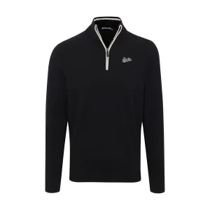 Mississippi State Black with White Trim Luxury Touch Cotton and Cashmere Quarter Zip Sweater