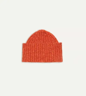 Orange Ribbed Merino Donegal Knit Cap
