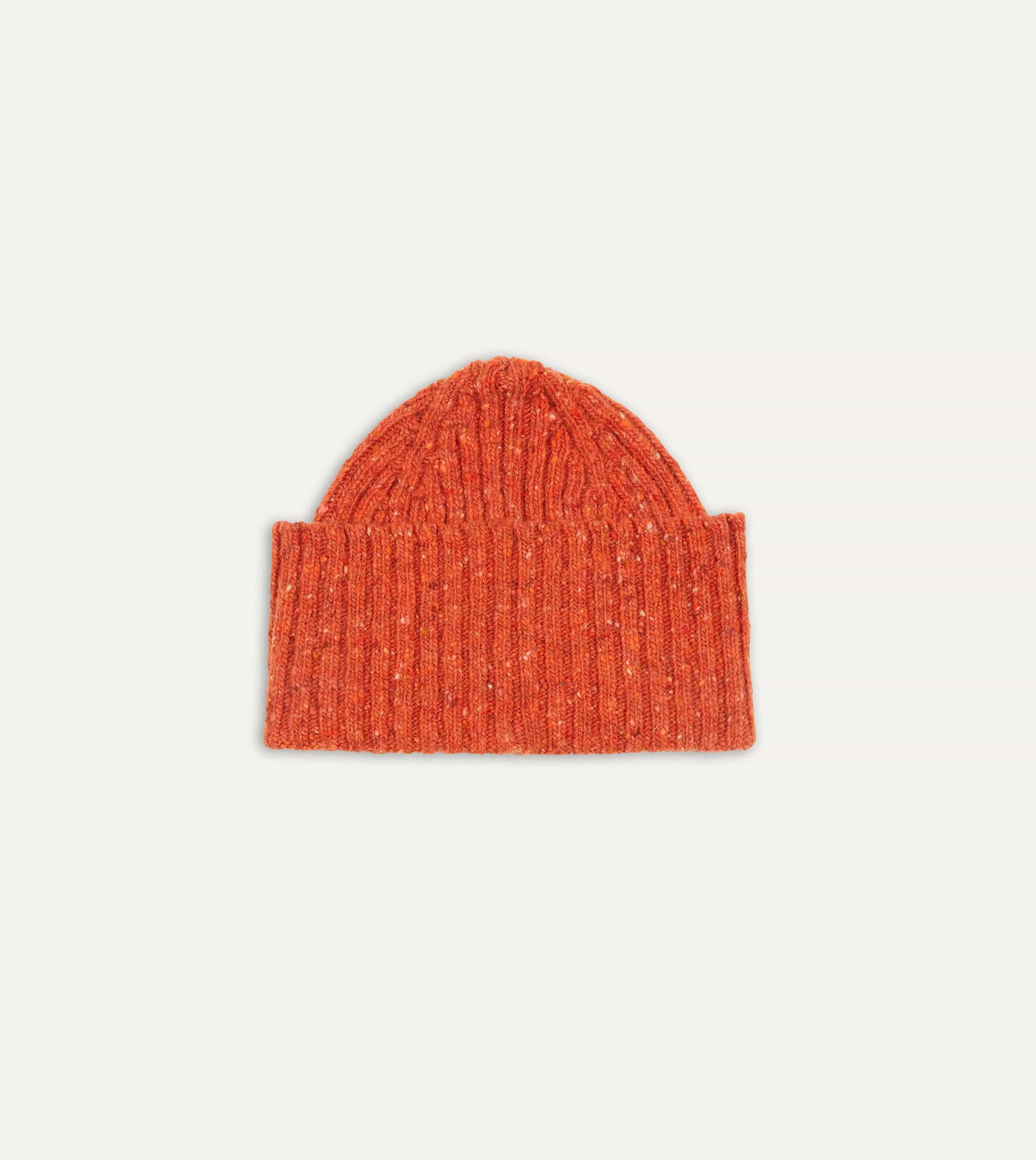 Orange Ribbed Merino Donegal Knit Cap