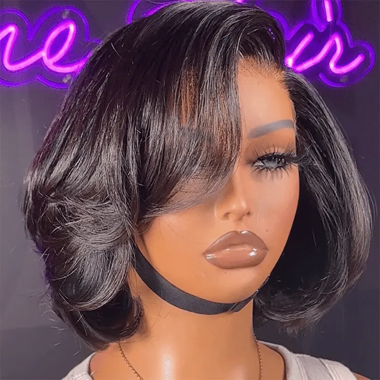 PreMax Wigs - Natural Black / Blonde Highlight C Part Glueless Lace Front Bob Wig