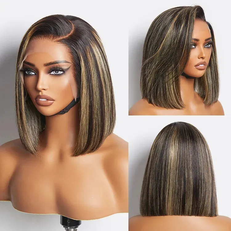 PreMax Wigs - Natural Black / Blonde Highlight C Part Glueless Lace Front Bob Wig