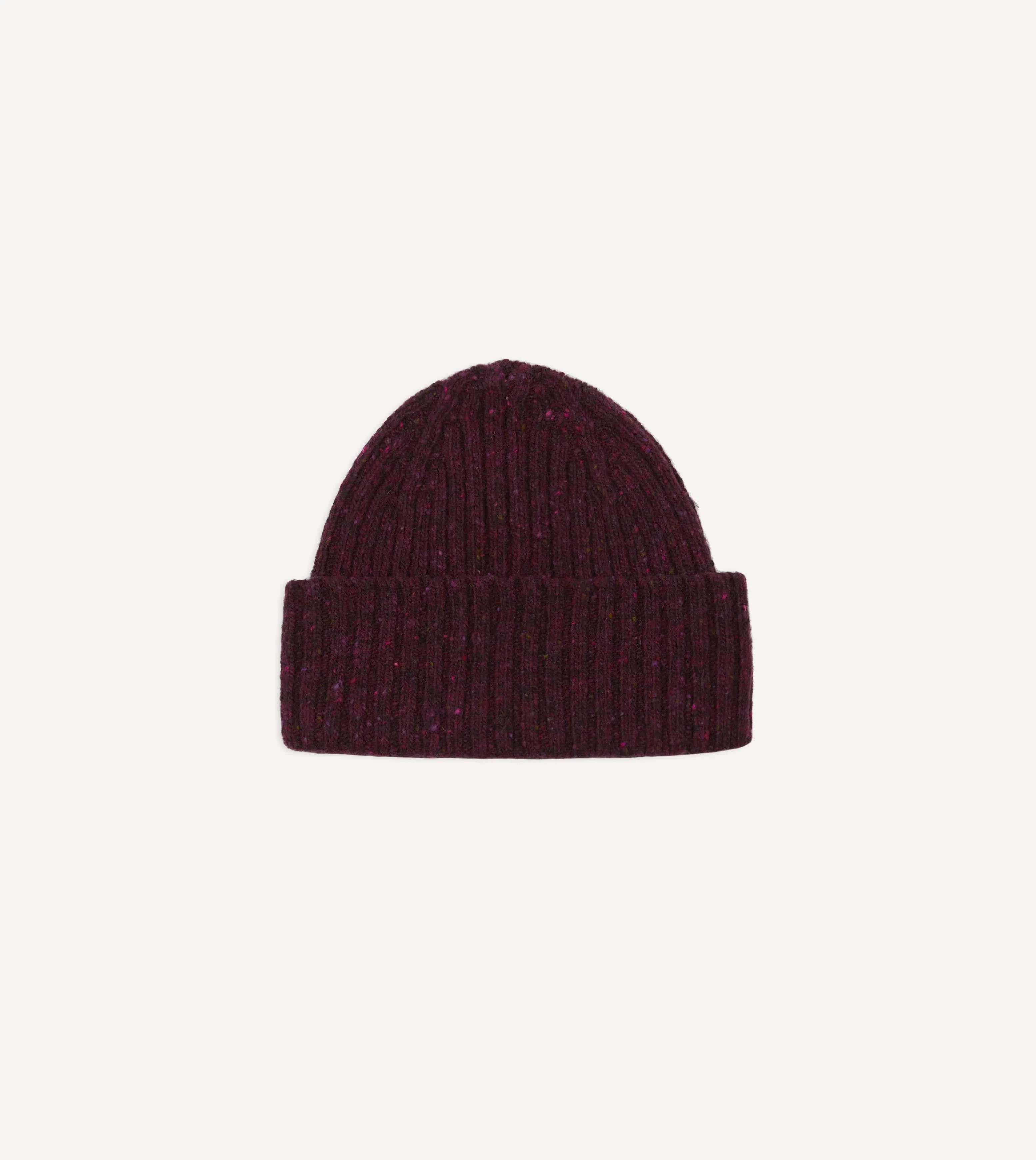 Purple Ribbed Merino Donegal Knit Cap