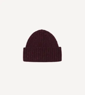 Purple Ribbed Merino Donegal Knit Cap