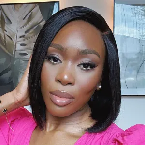 Put On & Go Blunt Cut Straight Bob Minimalist HD Lace Glueless C Part Wig
