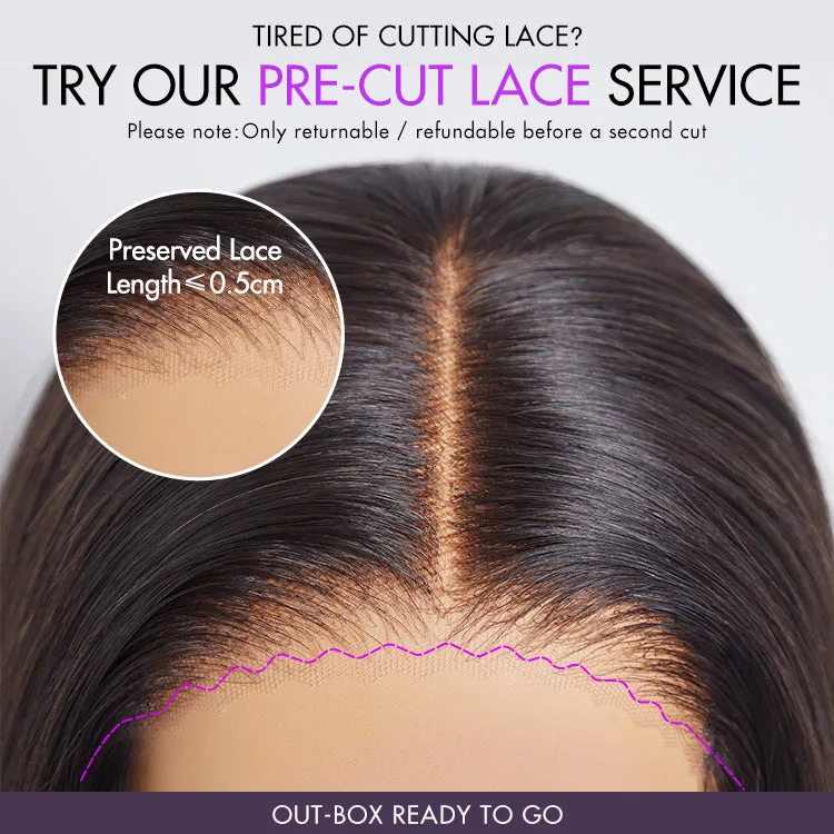 Put On & Go Blunt Cut Straight Bob Minimalist HD Lace Glueless C Part Wig
