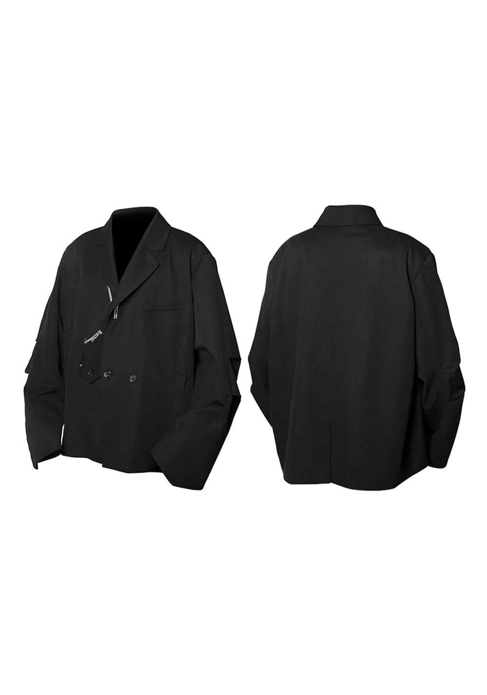 RELABEL Three-Dimensional Reconstruction (Reshape) Curved Foldable Collar Detachable Oversized Double-Placket Blazer