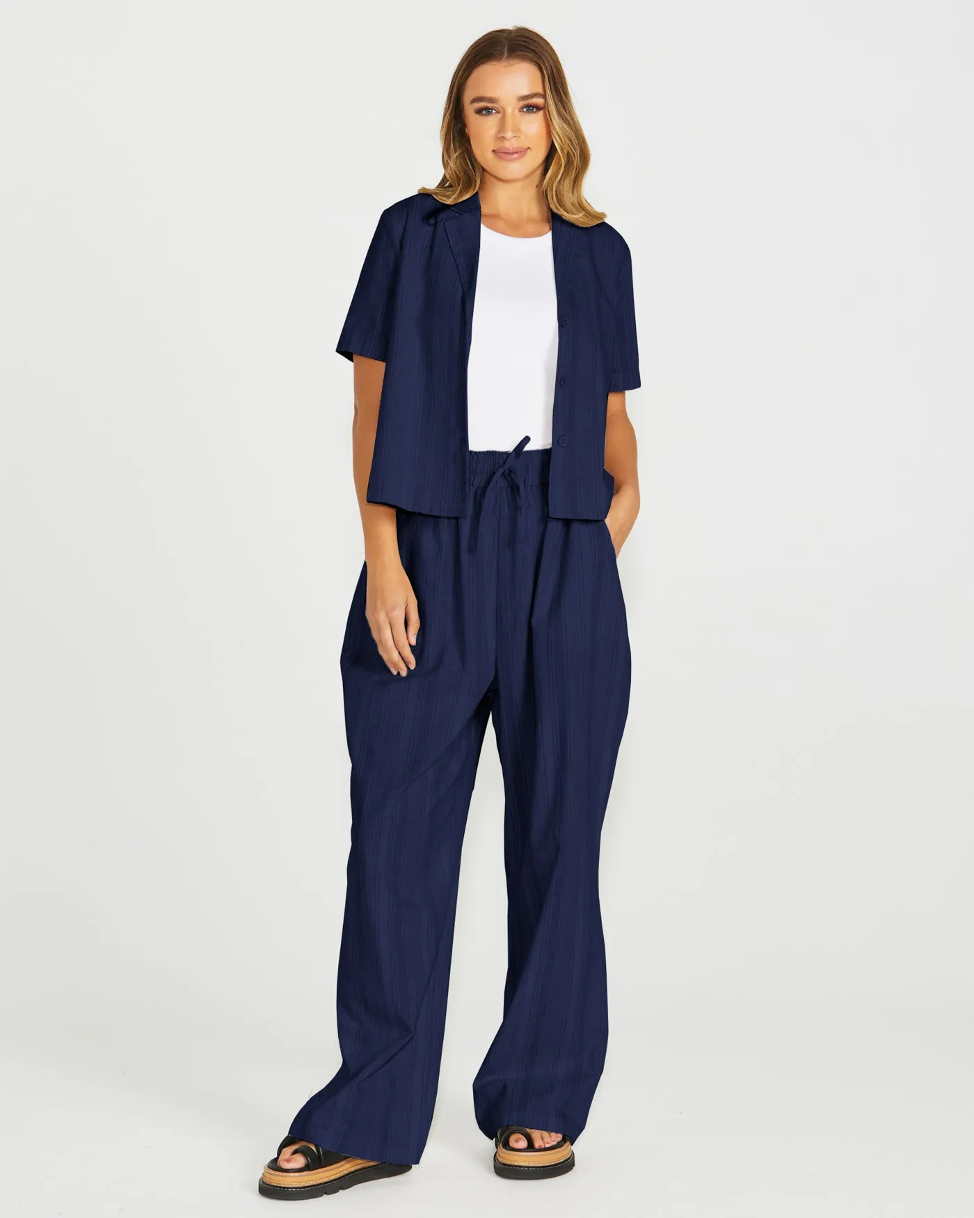 Sass Odell Pant Navy Stripe