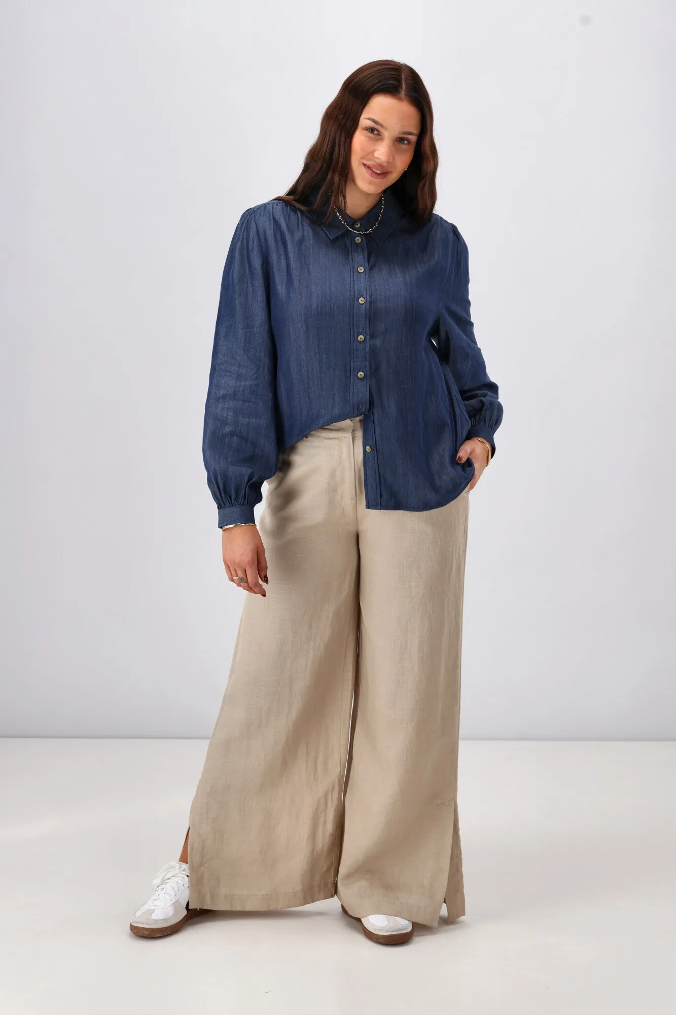 Shine On Label Devlin Chambray Shirt Indigo