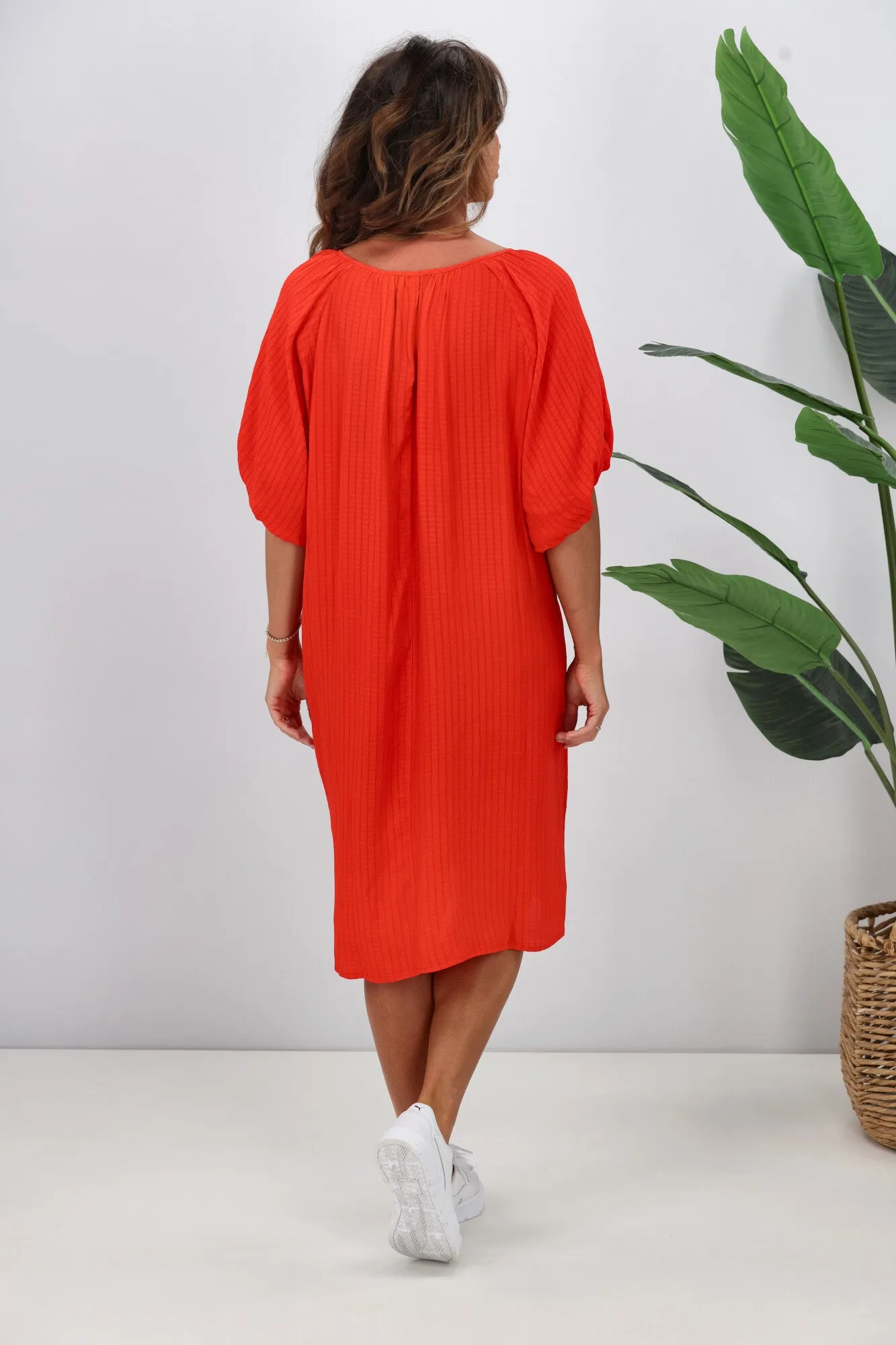 Shine On Label Essex Tie Detail Dress Tomato
