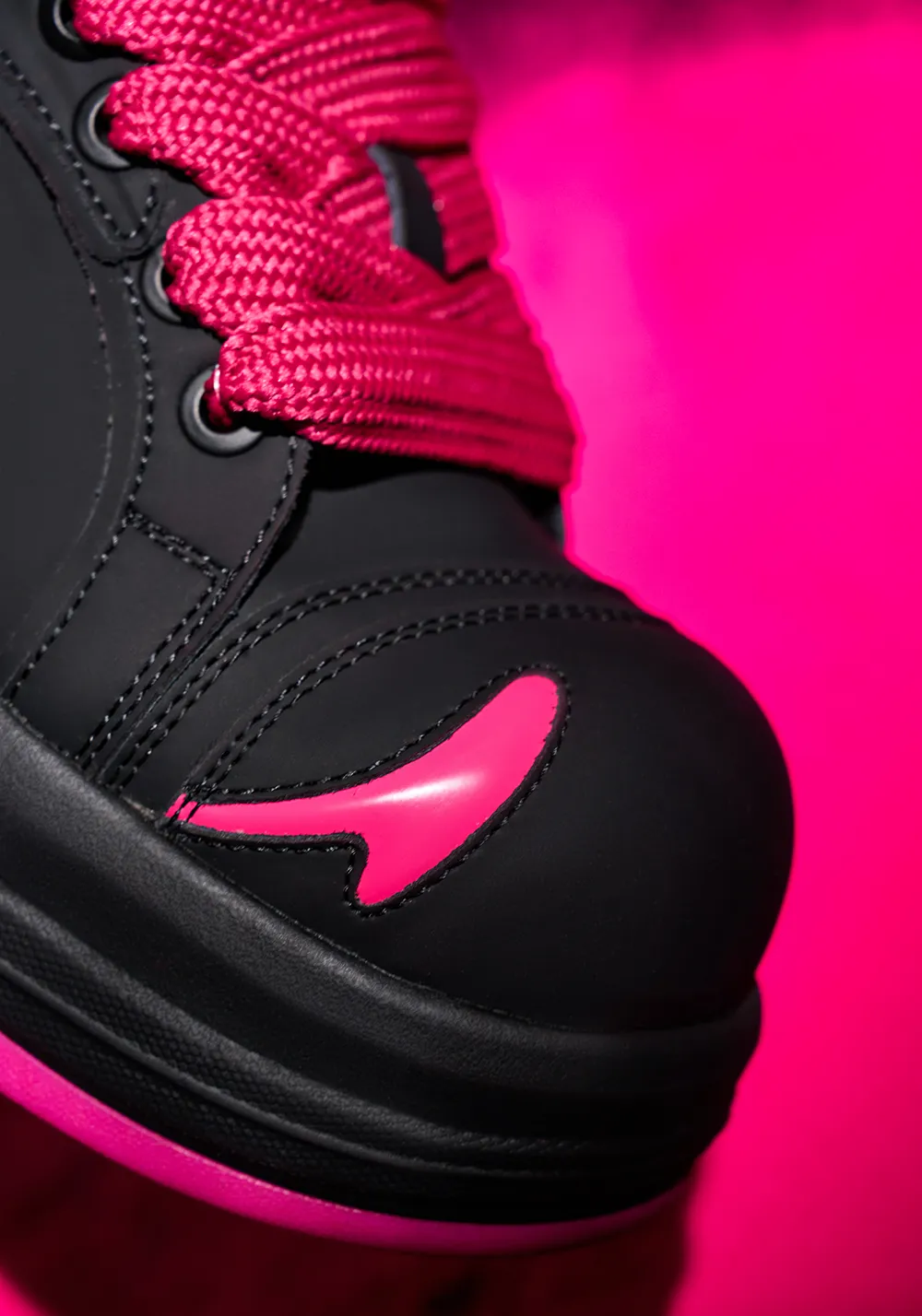 SMILEY丨Big Head Shoes Series-Black/Rose Red