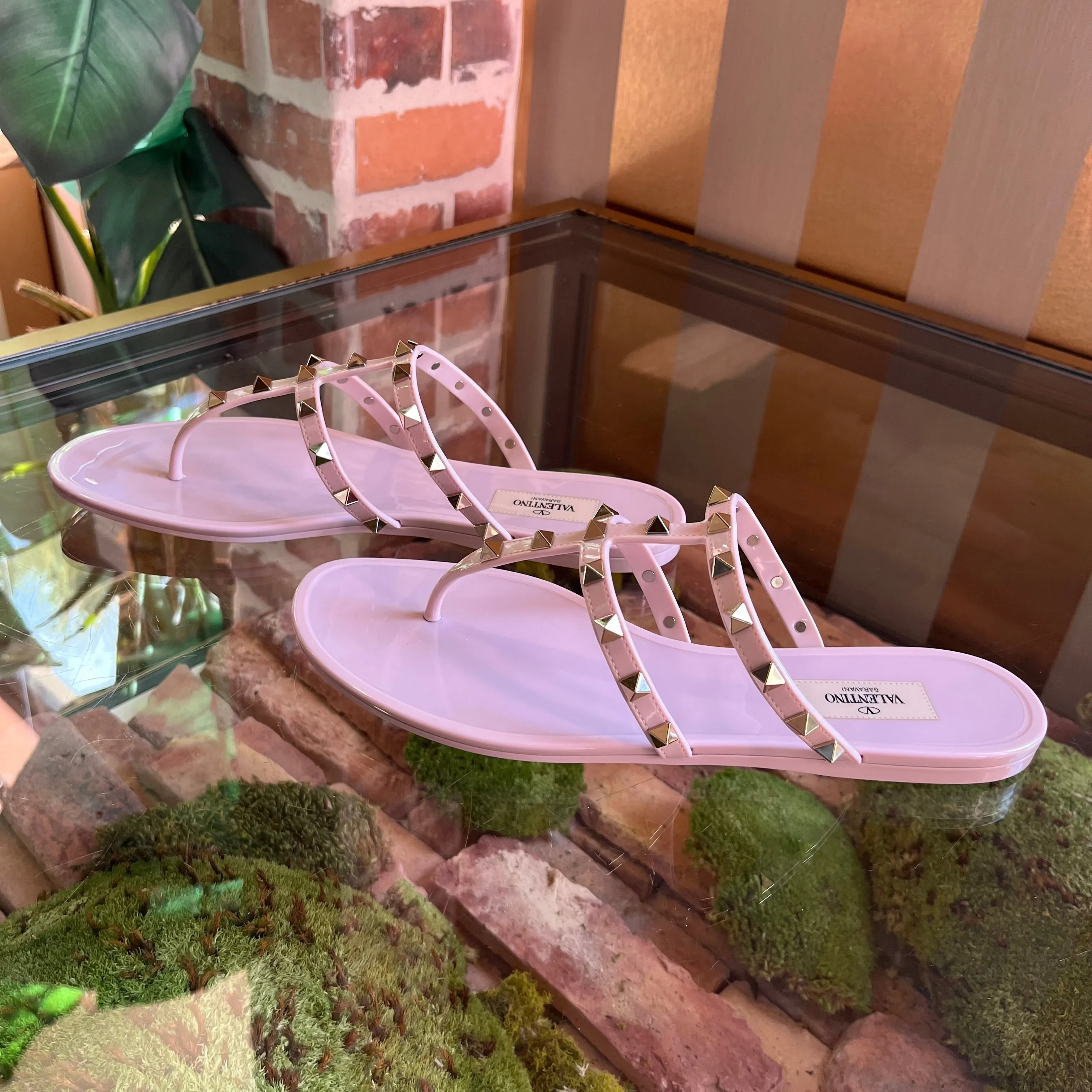 VALENTINO Pink Rockstud Sandals SZ41