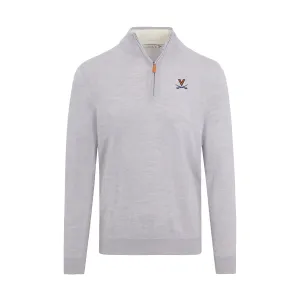 Virginia Light Grey Melange Cashmere Touch Australian Merino Quarter Zip Sweater