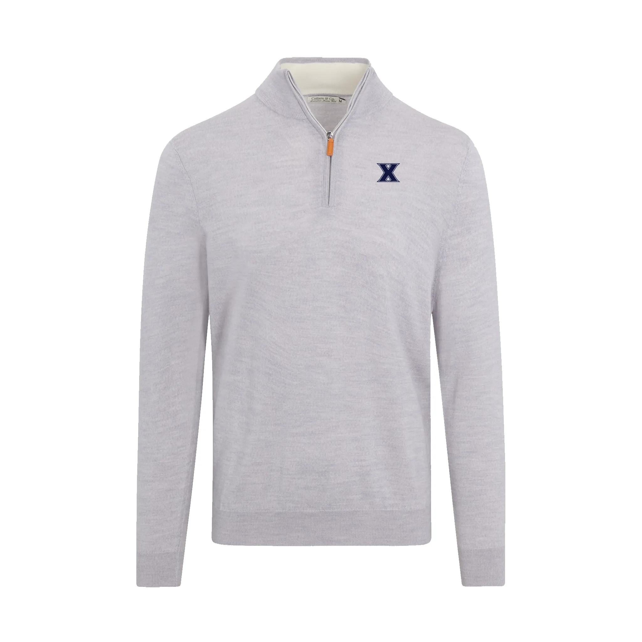 Xavier Light Grey Melange Cashmere Touch Australian Merino Quarter Zip Sweater