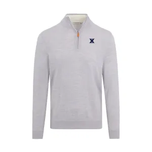 Xavier Light Grey Melange Cashmere Touch Australian Merino Quarter Zip Sweater